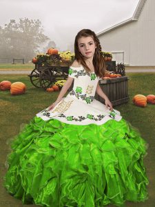 Lace Up Pageant Dress Wholesale Embroidery and Ruffles Sleeveless Floor Length