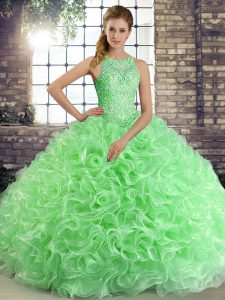 Amazing Green Lace Up Quinceanera Dress Beading Sleeveless Floor Length