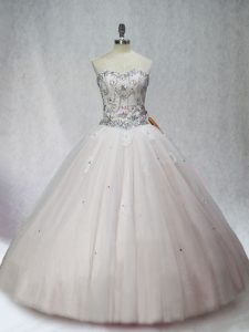 Sumptuous White Quinceanera Gowns Sweet 16 and Quinceanera with Beading Sweetheart Sleeveless Lace Up