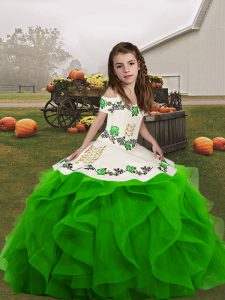Discount Straps Sleeveless Lace Up Little Girl Pageant Gowns Organza