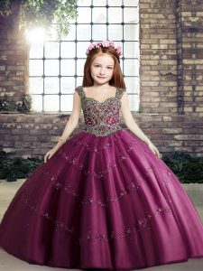 Tulle Sleeveless Floor Length Pageant Gowns and Beading