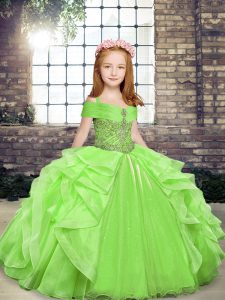 Fashion Sleeveless Organza Lace Up Pageant Dress for Teens for Party and Military Ball and Wedding Party