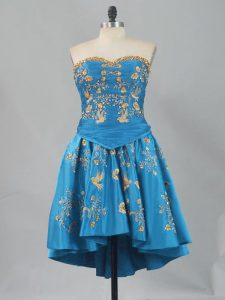 Decent Blue Sleeveless Embroidery Dress for Prom