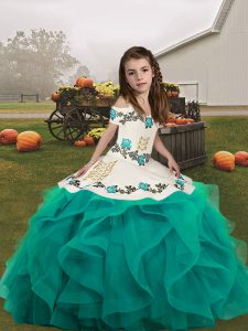 Sleeveless Embroidery Lace Up Pageant Dress for Girls