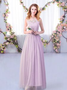 Floor Length Empire Sleeveless Lavender Bridesmaids Dress Side Zipper