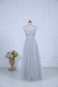 Grey Sweetheart Neckline Ruching Wedding Party Dress Sleeveless Zipper