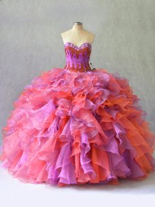 Adorable Ball Gowns Quinceanera Gown Multi-color Sweetheart Organza Sleeveless Floor Length Lace Up
