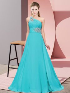 Charming Sleeveless Lace Up Floor Length Beading Prom Dresses