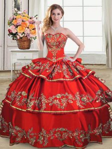 High Class Sleeveless Lace Up Floor Length Embroidery and Ruffled Layers Sweet 16 Quinceanera Dress