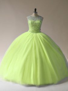 Popular Sleeveless Beading Lace Up Quinceanera Dresses