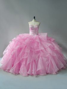 New Arrival Baby Pink 15th Birthday Dress Sweetheart Sleeveless Lace Up