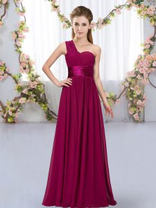 Fuchsia Sleeveless Belt Floor Length Wedding Party Dress