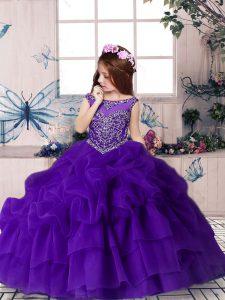 Affordable Floor Length Column/Sheath Sleeveless Purple Girls Pageant Dresses Zipper