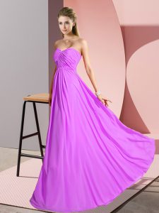 Romantic Sweetheart Sleeveless Lace Up Dress for Prom Lilac Chiffon