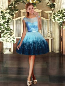 Lovely Sleeveless Mini Length Lace and Ruffles Backless Prom Party Dress with Multi-color