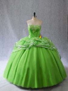 Tulle Sleeveless Sweet 16 Dresses Brush Train and Appliques and Ruffles