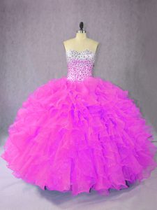 Fabulous Organza Sleeveless Floor Length Ball Gown Prom Dress and Ruffles