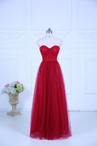 Glamorous Wine Red Sweetheart Neckline Ruching Bridesmaid Dresses Sleeveless Zipper