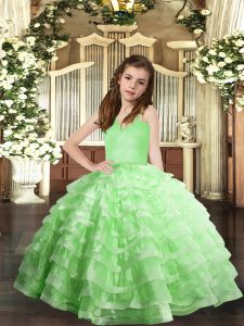 Sleeveless Ruffled Layers Floor Length Little Girl Pageant Dress