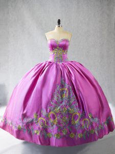 Sleeveless Lace Up Floor Length Embroidery Ball Gown Prom Dress