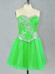 Charming Beading Prom Party Dress Green Lace Up Sleeveless Mini Length