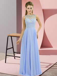 Beading Evening Dress Lavender Zipper Sleeveless Floor Length