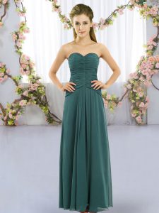 Custom Made Sleeveless Lace Up Floor Length Ruching Vestidos de Damas