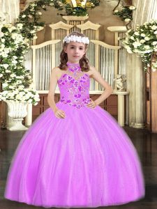 Sleeveless Lace Up Floor Length Appliques Pageant Dress Toddler