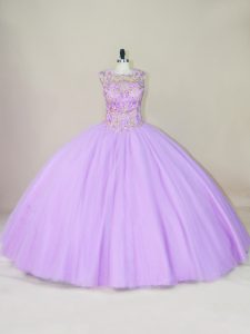Best Lavender Lace Up Quinceanera Dresses Beading Sleeveless Floor Length