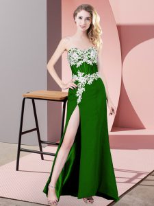 Floor Length Green Prom Gown Sweetheart Sleeveless Zipper