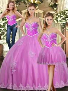 Sweetheart Sleeveless Lace Up Ball Gown Prom Dress Lilac Tulle