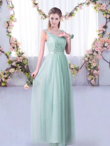 Wonderful Tulle Sleeveless Floor Length Quinceanera Court Dresses and Lace and Belt