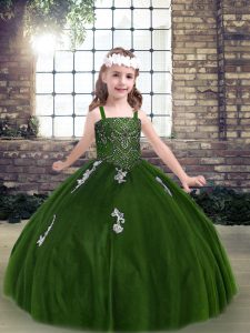 Tulle Sleeveless Floor Length Pageant Dress and Appliques