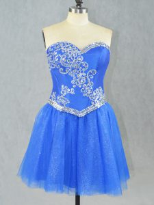 Luxurious Blue Sweetheart Neckline Beading Prom Dresses Sleeveless Lace Up