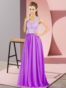 Most Popular Chiffon Sleeveless Asymmetrical Prom Gown and Beading and Lace