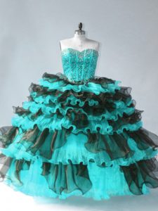 Glamorous Sleeveless Beading and Ruffled Layers Lace Up Ball Gown Prom Dress