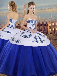 Floor Length Ball Gowns Sleeveless Royal Blue Sweet 16 Dress Lace Up