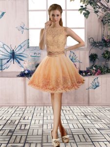 Orange Dress for Prom Prom and Party with Beading and Lace Scoop Sleeveless Backless