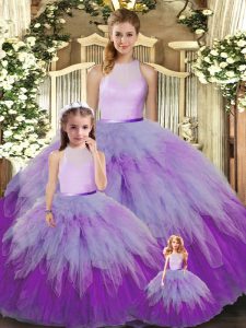 Multi-color Sleeveless Organza Backless 15 Quinceanera Dress for Military Ball and Sweet 16 and Quinceanera