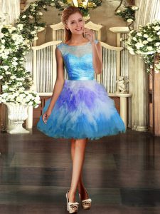 Spectacular Ball Gowns Homecoming Dress Multi-color Scoop Tulle Sleeveless Mini Length Backless