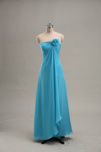 Great Chiffon Sleeveless Floor Length Prom Evening Gown and Hand Made Flower