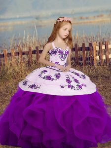 Customized Purple Sleeveless Lace Up Pageant Dress Toddler for Party and Wedding Party