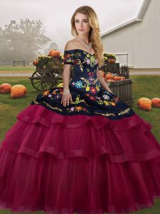 Customized Fuchsia Quince Ball Gowns Off The Shoulder Sleeveless Brush Train Lace Up