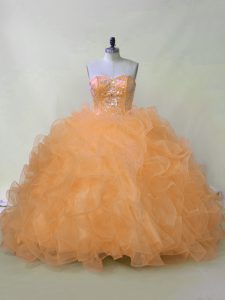 Ball Gowns Sleeveless Orange Quinceanera Dress Lace Up