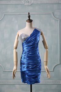 Beauteous Sleeveless Taffeta Mini Length Zipper Prom Dresses in Blue with Beading