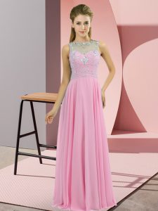 Admirable Chiffon Sleeveless Floor Length Prom Gown and Beading