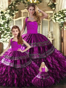 Stunning Halter Top Sleeveless Organza Quinceanera Dresses Embroidery and Ruffles Lace Up