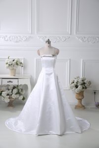 White Ball Gowns Pattern Wedding Dresses Lace Up Satin Sleeveless