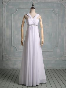 New Arrival Empire Prom Dress White Straps Chiffon Sleeveless Floor Length Zipper