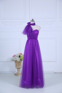 Delicate Eggplant Purple Bridesmaid Dress Wedding Party with Ruching Halter Top Sleeveless Zipper